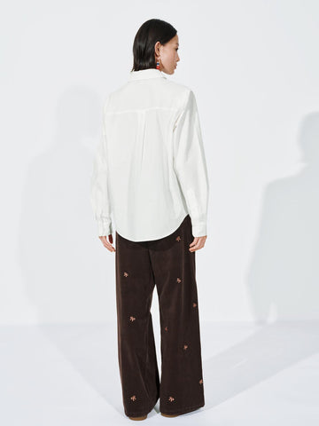 Urban Revivo Bow Printed Wide Leg Jeans-Dark Brown