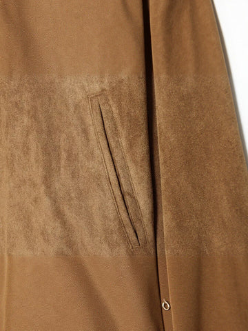 Oversized Faux Suede Bomber Jacket