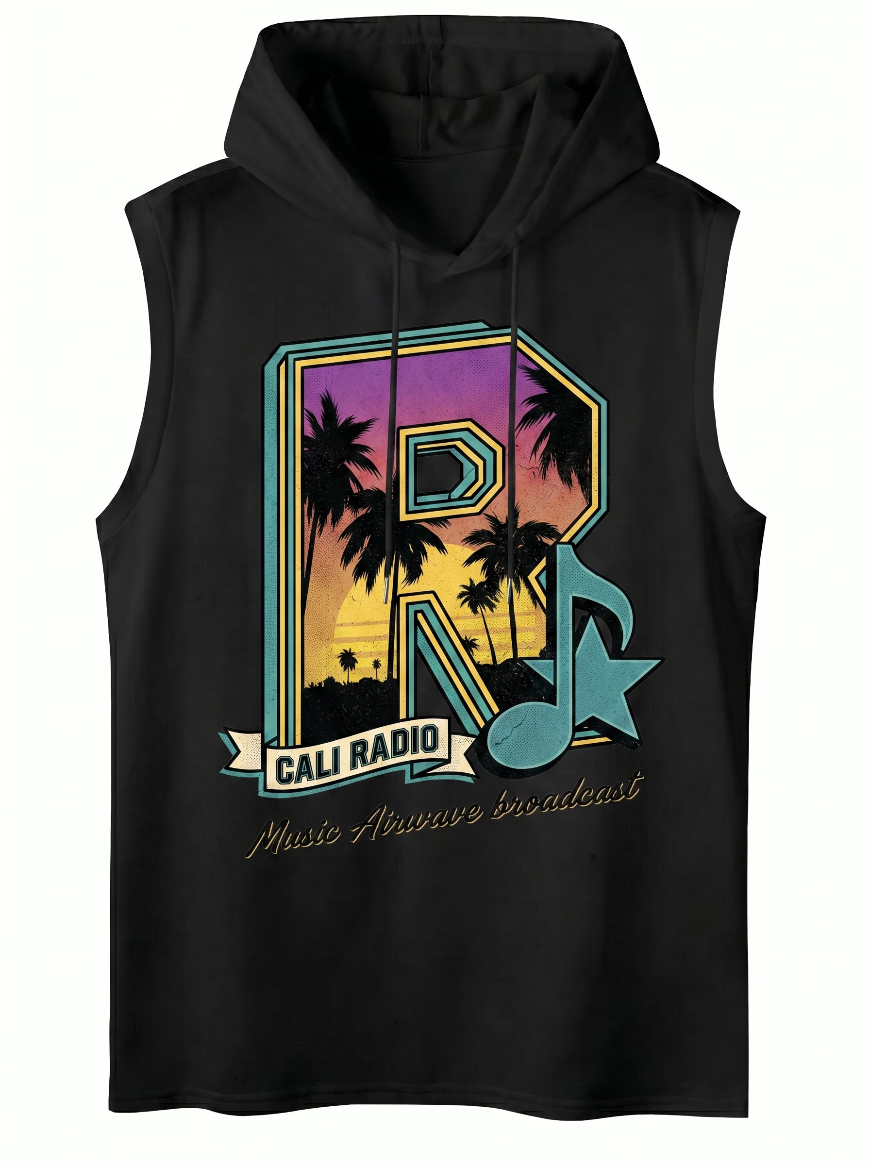 Vintage Graphic Hooded Sleeveless Tank Top