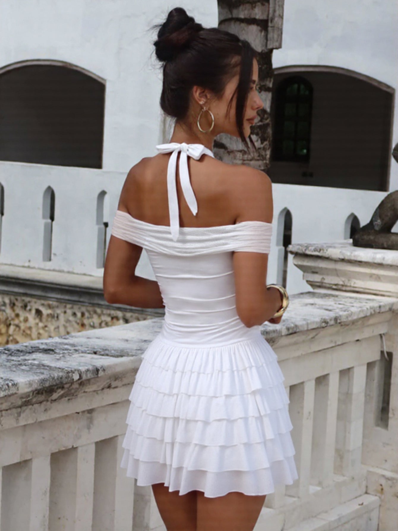 Floral Embellished Off Shoulder Sweet Mini Dress