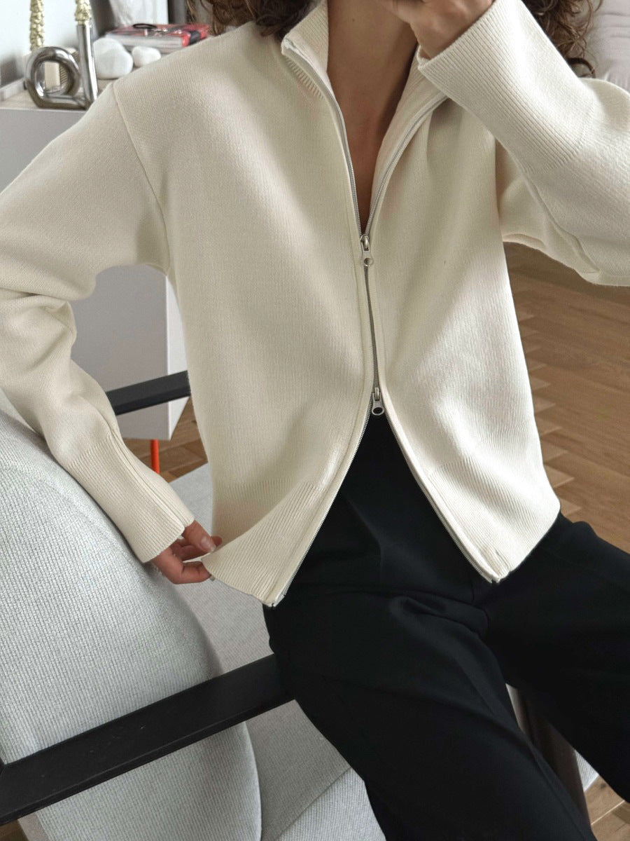 Red Slim Fit Zip Cardigan