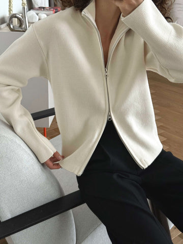 Red Slim Fit Zip Cardigan