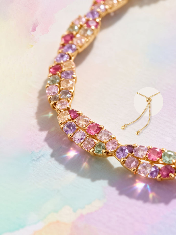 Dainty Colorful Crystal Adjustable Bracelet