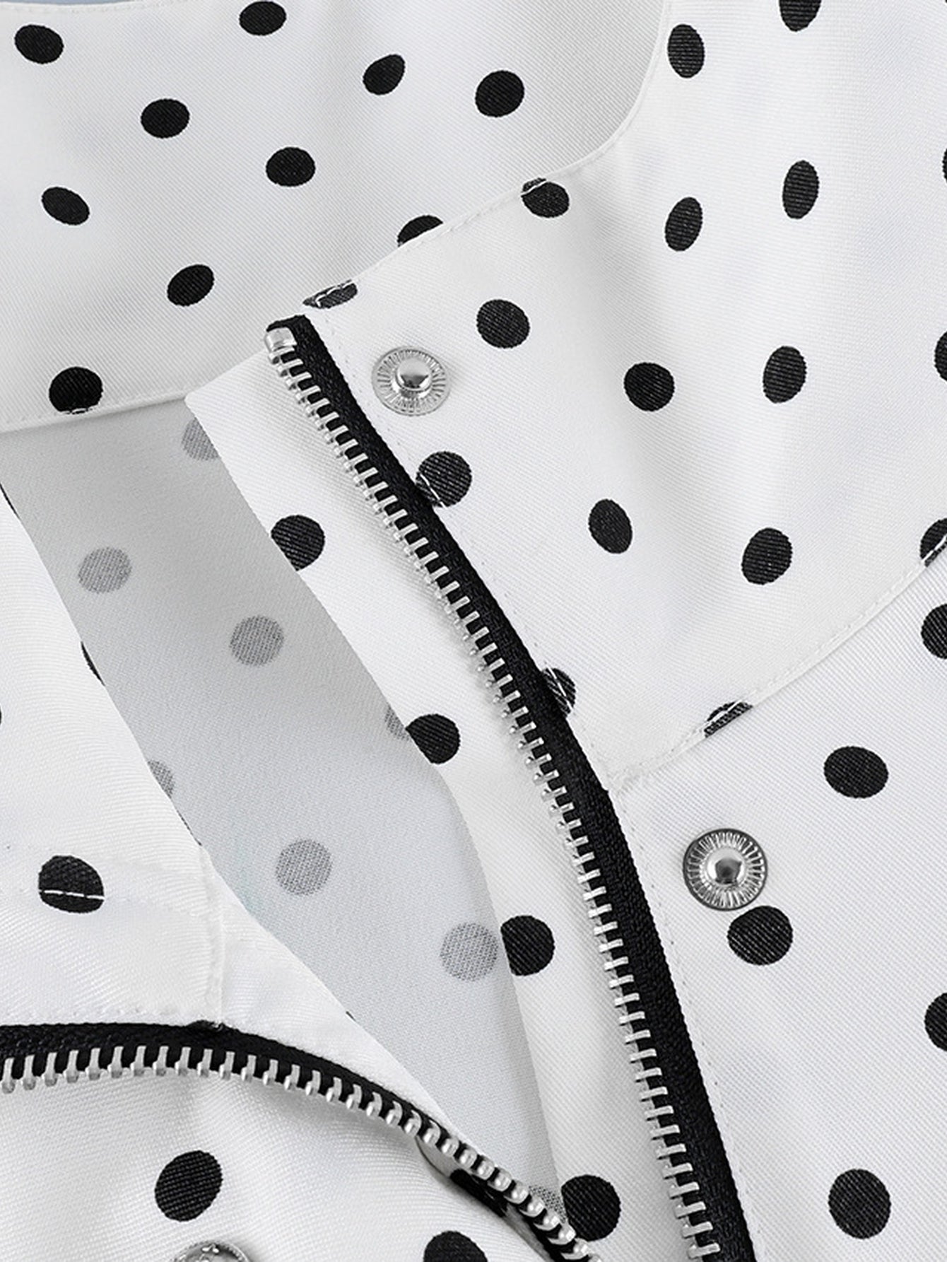 Oversized Polka Dot Zip Up Jacket