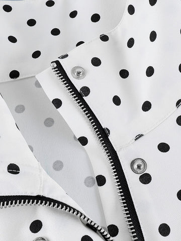 Oversized Polka Dot Zip Up Jacket