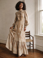 Boho Ruffled Paisley Print Maxi Dress