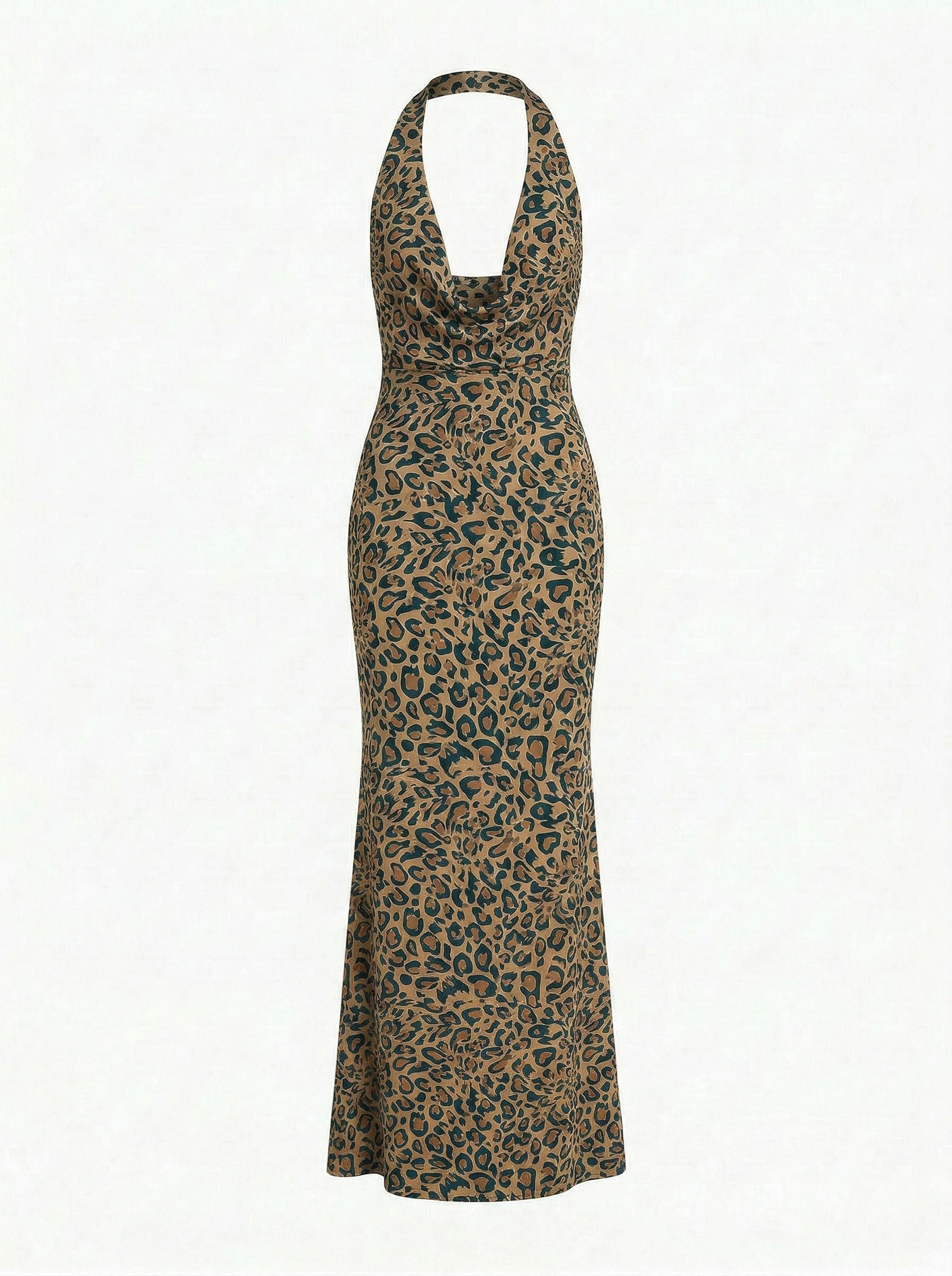 LILA Floral Print Cowl Neck Bodycon Midi Dress