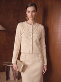 Embellished Rhinestone Pearl Knit Cardigan
