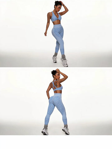 Seamless Leopard Print Workout Yoga Set