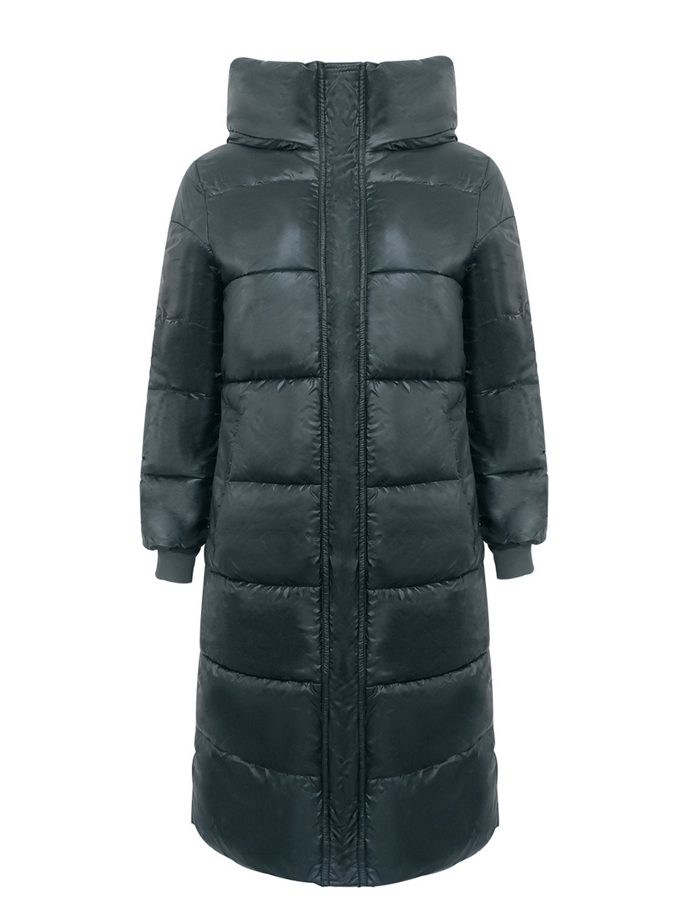 Hooded Shiny Long Puffer Coat