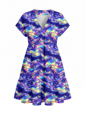 Beautiful  Cosmic Nebula Print Mini Dress