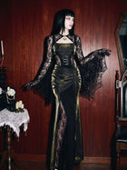 Gothic Lace Metallic Maxi Dress