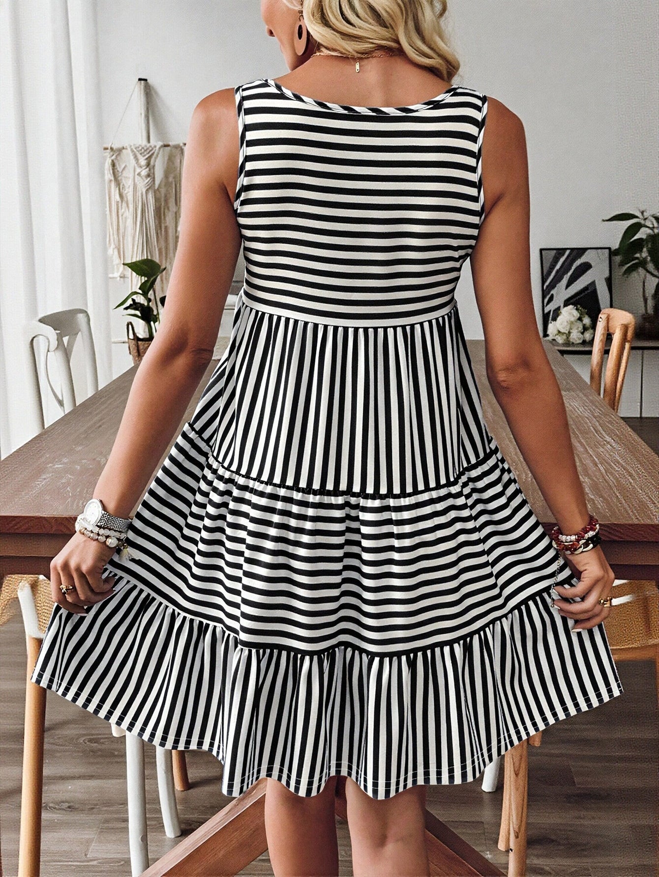 Tiered Ruffle Sleeveless Mini Dress