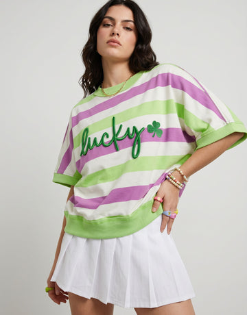 Lucky Clover Embroidered T-Shirt