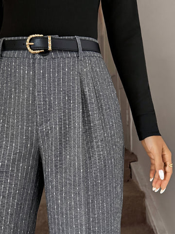 High Waisted Pinstripe Wide Leg Pants
