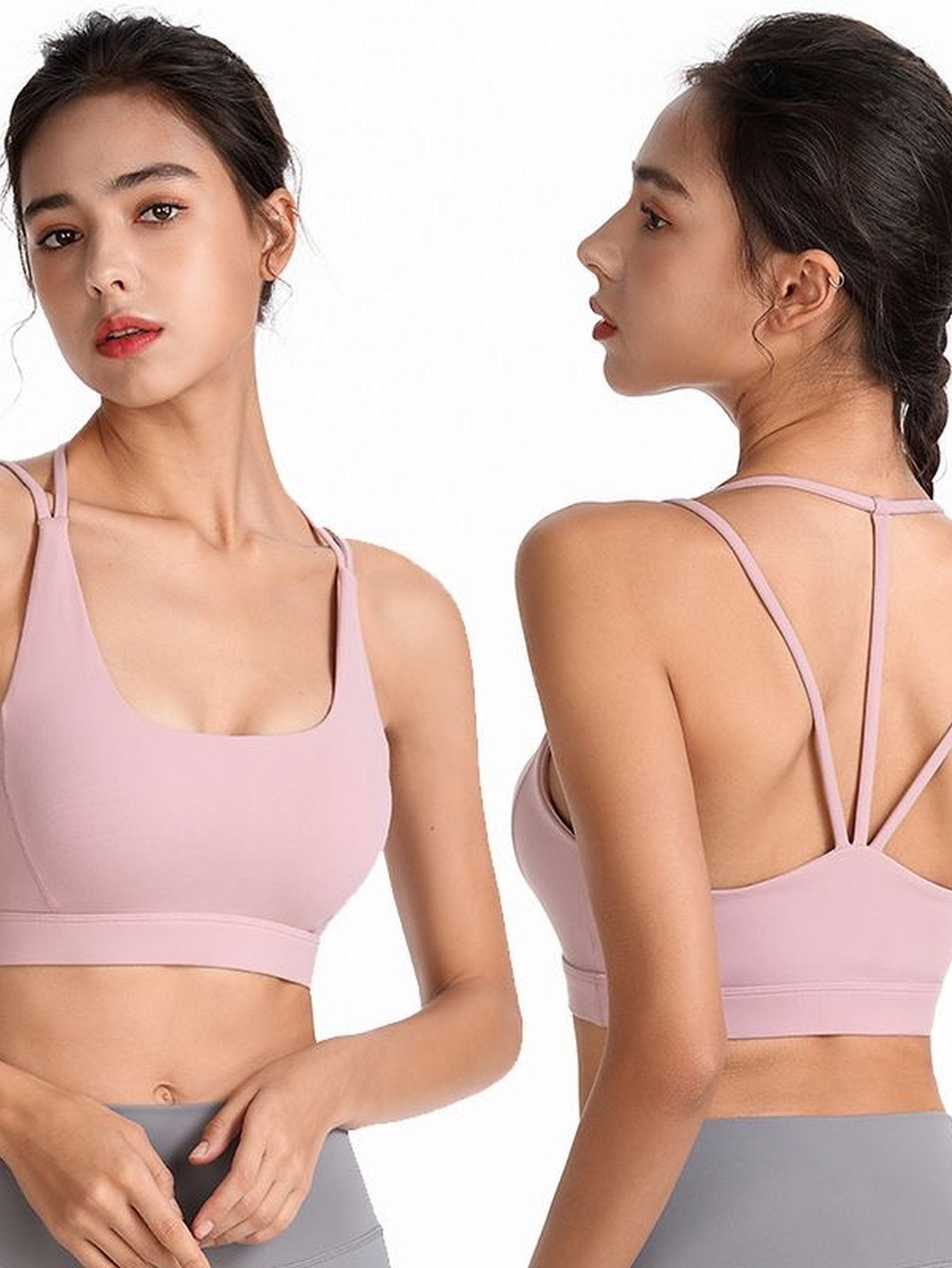 Seamless Strappy Back Yoga Sports Bra