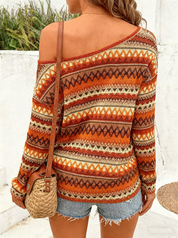 Off Shoulder Patterned Knit Top