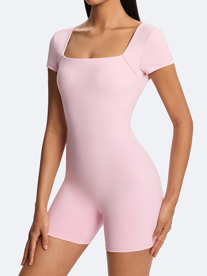 Open Back Sculpting Workout Romper