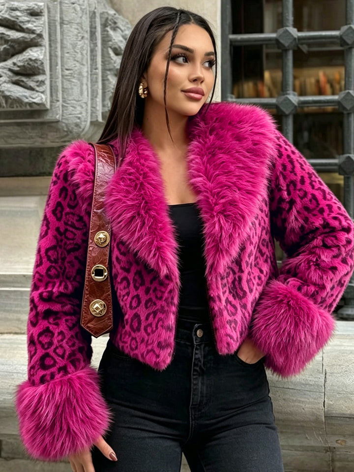 Luxurious Leopard Print Faux Fur Coat