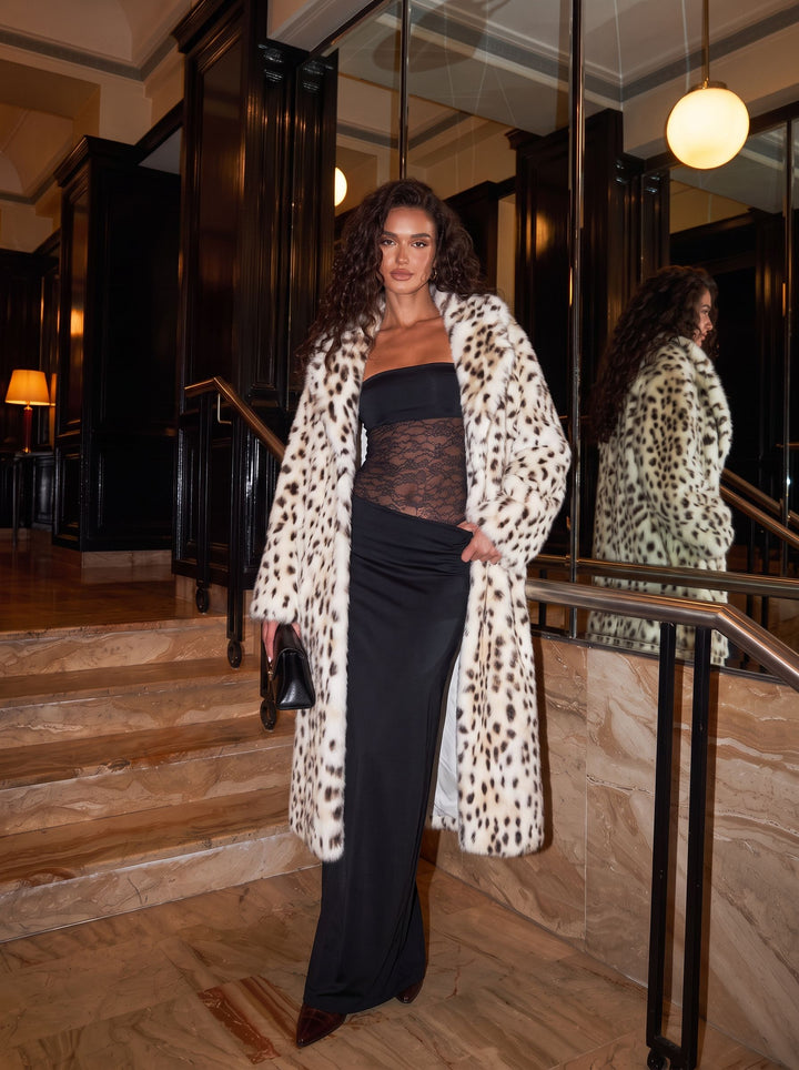 Oversized Leopard Print Faux Fur Coat