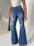 Distressed High Rise Flare Jeans