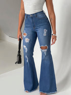 Distressed High Rise Flare Jeans