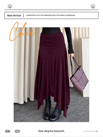 Ruched High Waist Midi Skirt