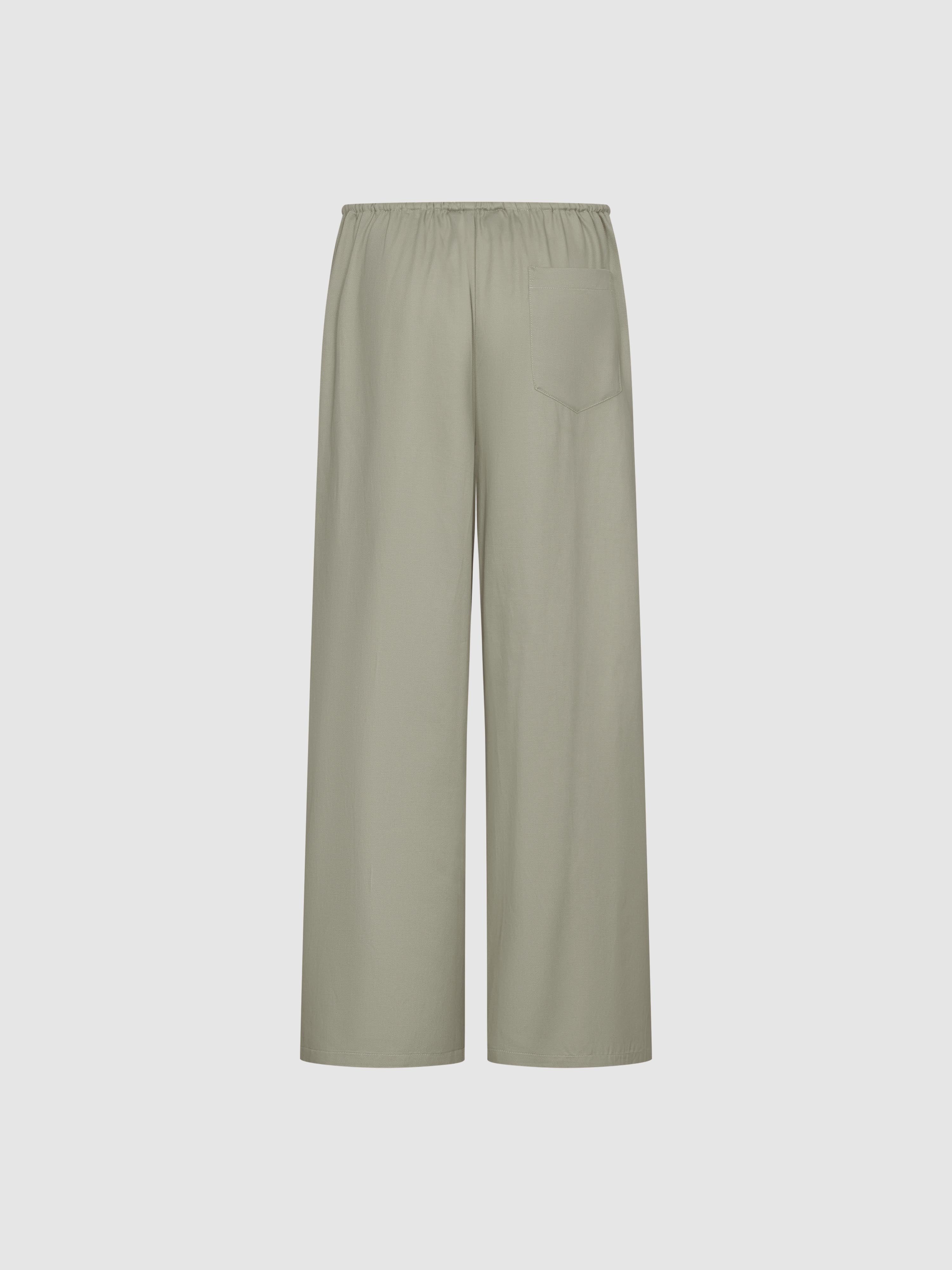 Drawstring Pull On Wide-Leg Pants