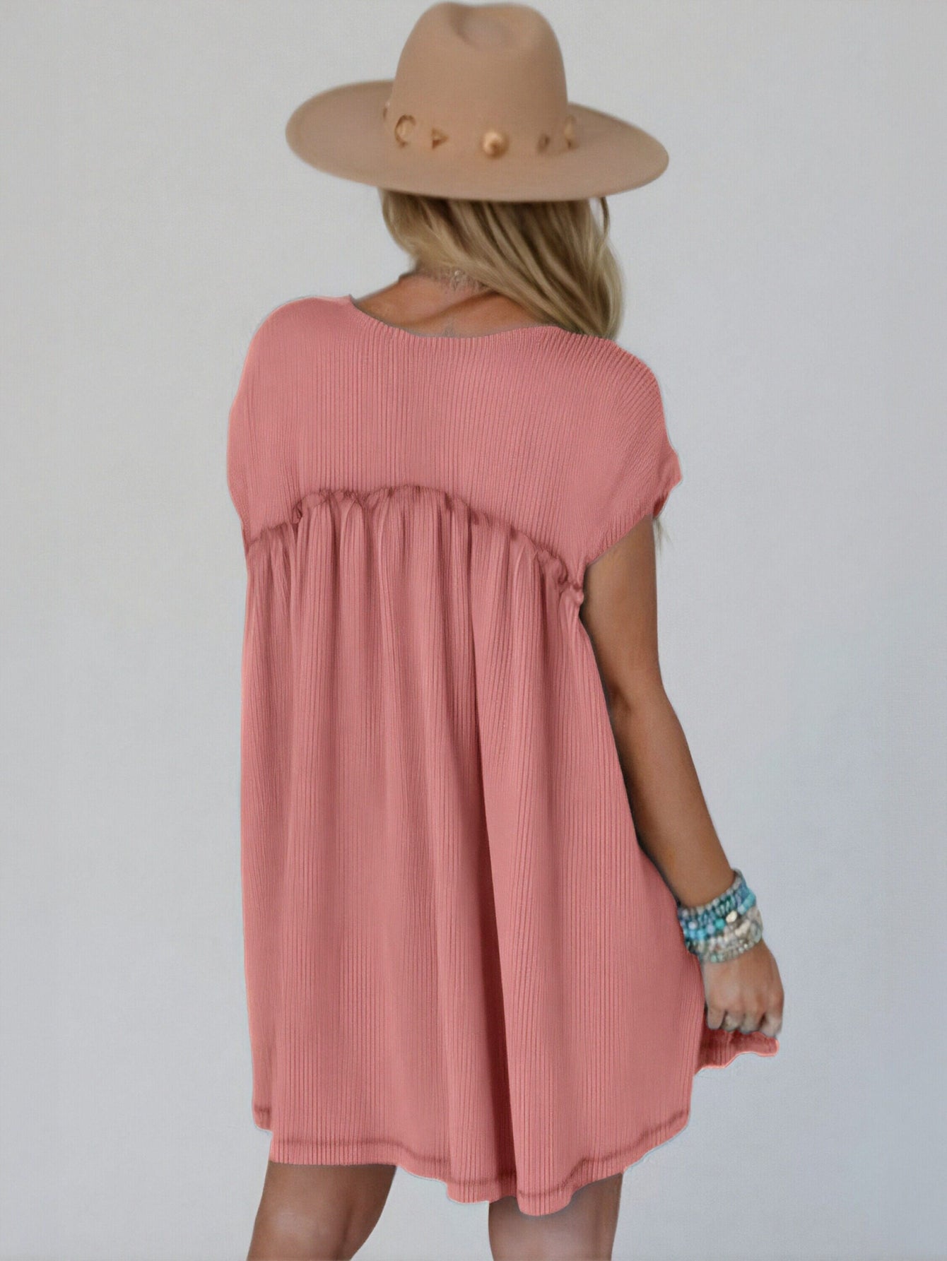 Casual Ribbed Pocket Mini Dress