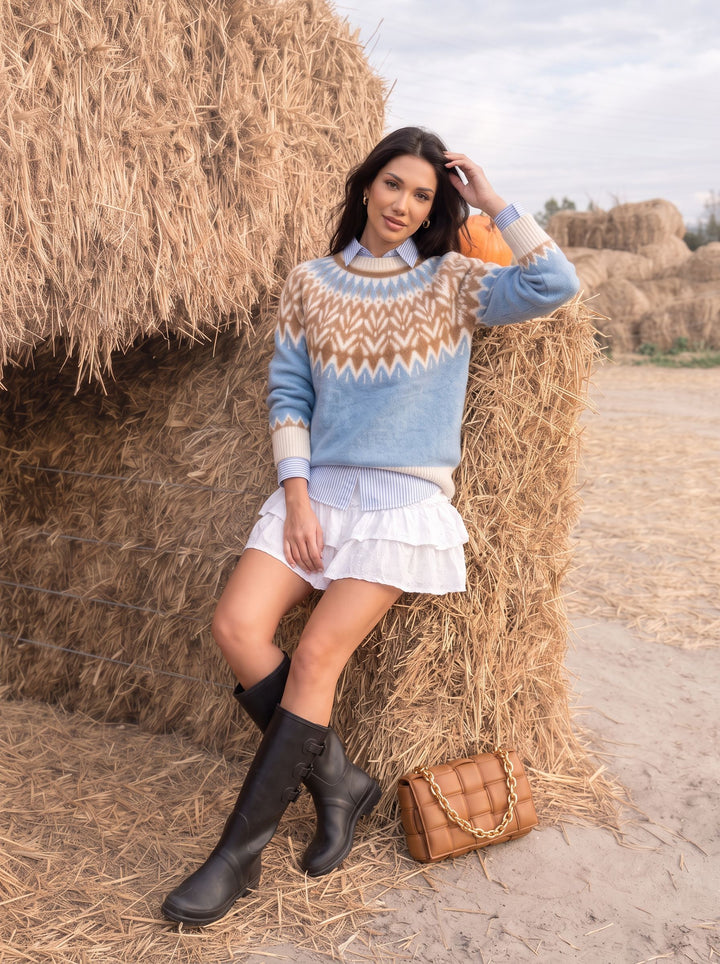 Cozy Fair Isle Pattern Pullover Sweater
