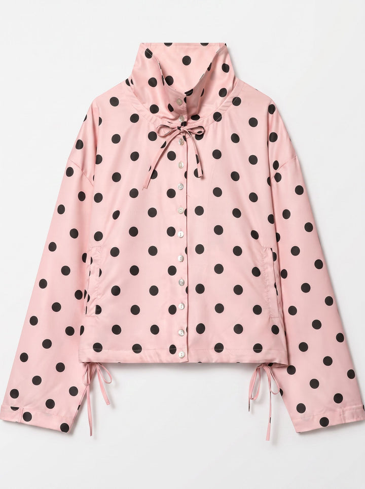 Cute Polka Dot Stand Collar Jacket