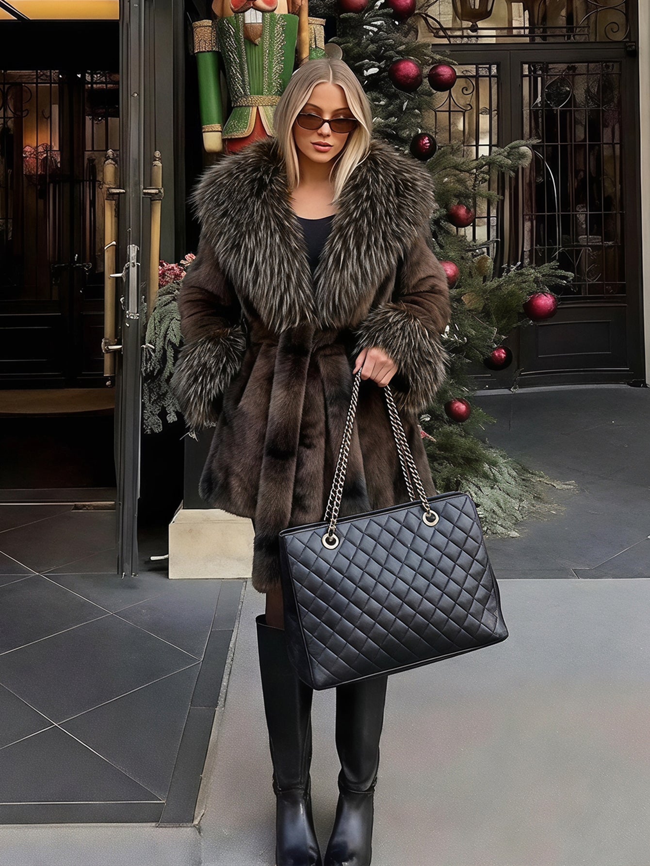 Luxurious Belted Faux Fur Coat