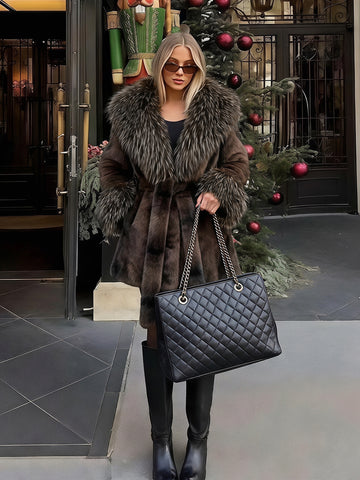 Luxurious Belted Faux Fur Coat