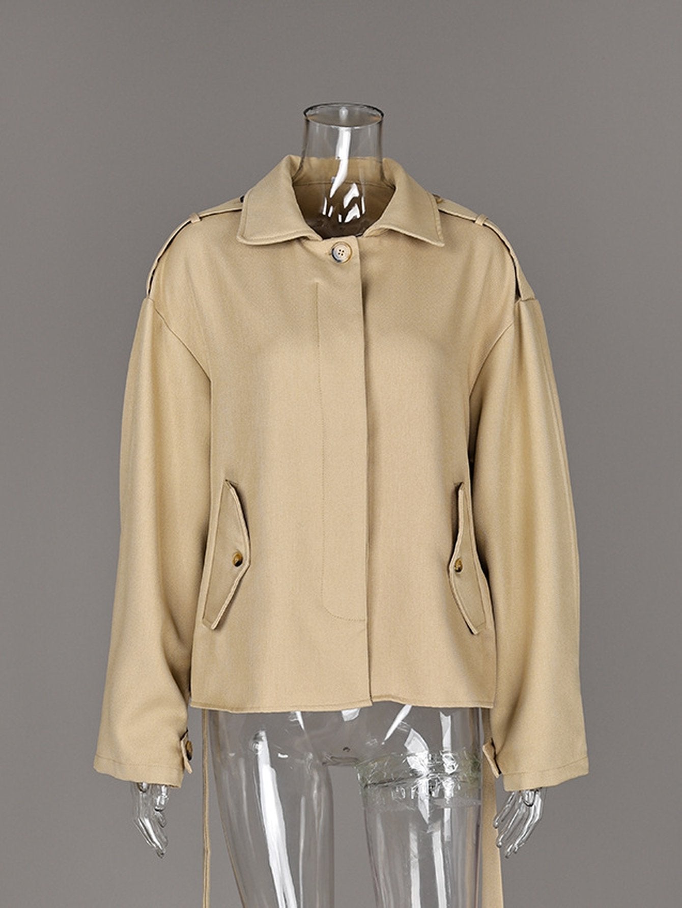 Elegant Belted Cropped Trench Coat