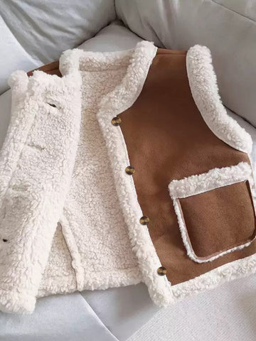 Cozy Faux Suede Sherpa Vest