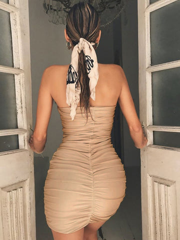 Strapless Ruched Elegant Bodycon Mini Dress