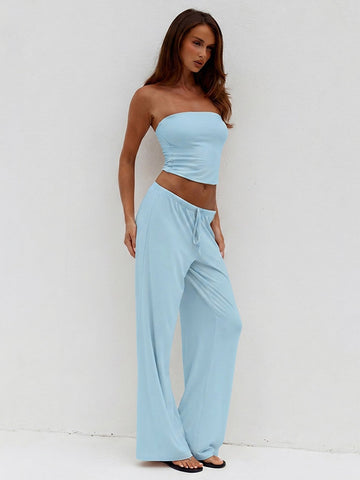Seamless Strapless Lounge Pants Set
