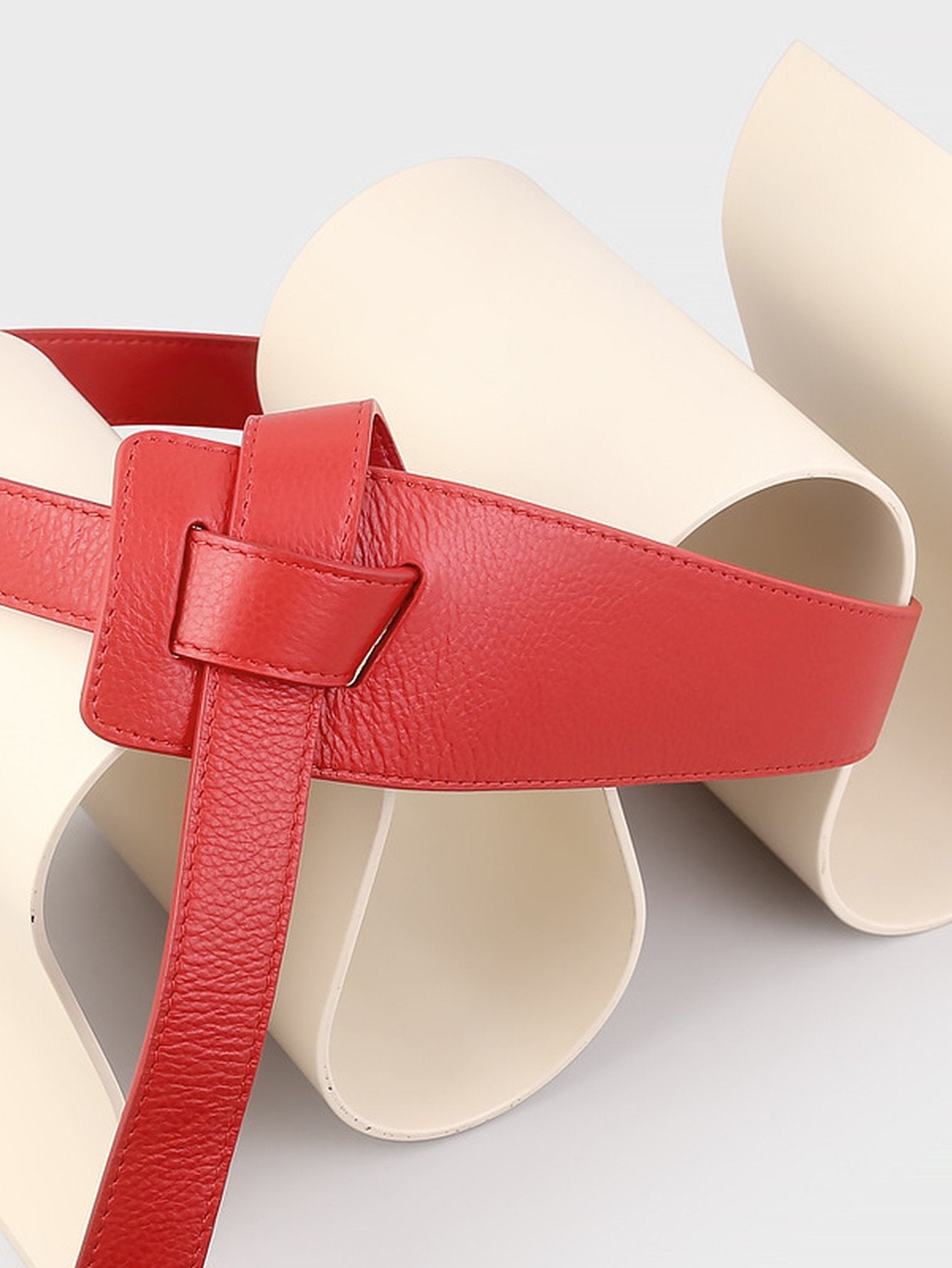 Modern Red Leather Knot Belt