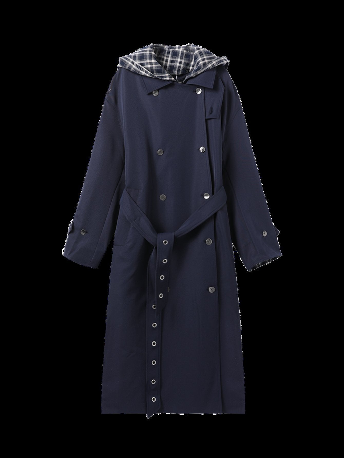 Oversized Plaid Lined Trench Coat