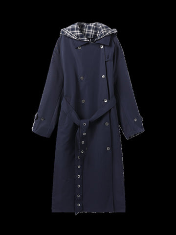 Oversized Plaid Lined Trench Coat