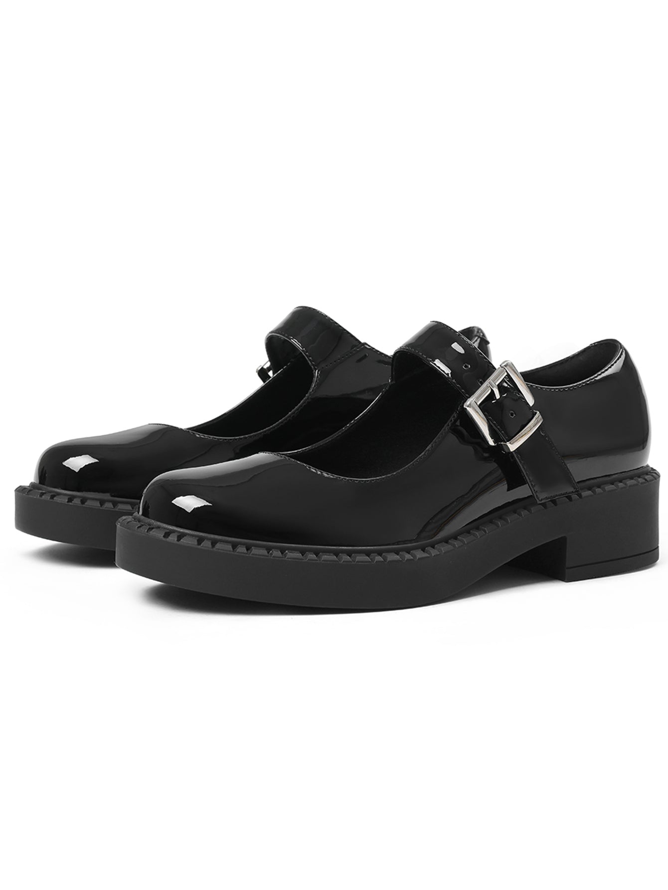 Glossy Platform Buckle Mary Jane Shoes