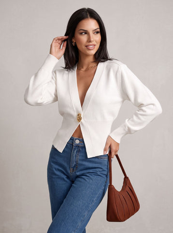Slim Fit Plunging V Neck Cardigan