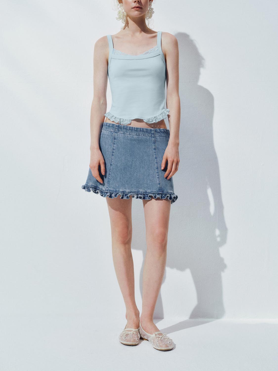 Urban Revivo Denim Mini Skirts-Blue
