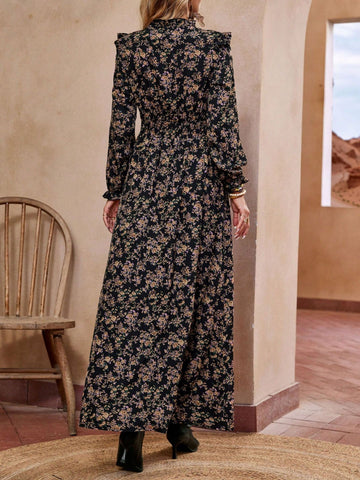 Leopard Print Ruffled Maxi Dress
