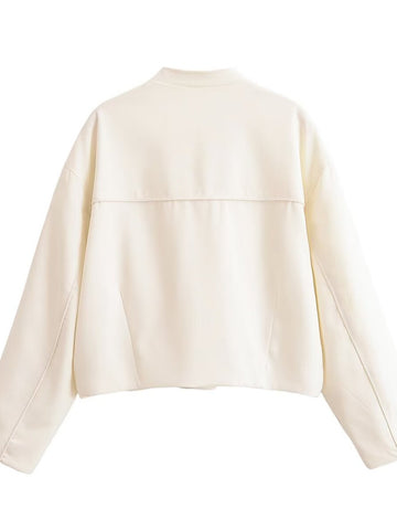 Elegant Mandarin Collar Button Jacket