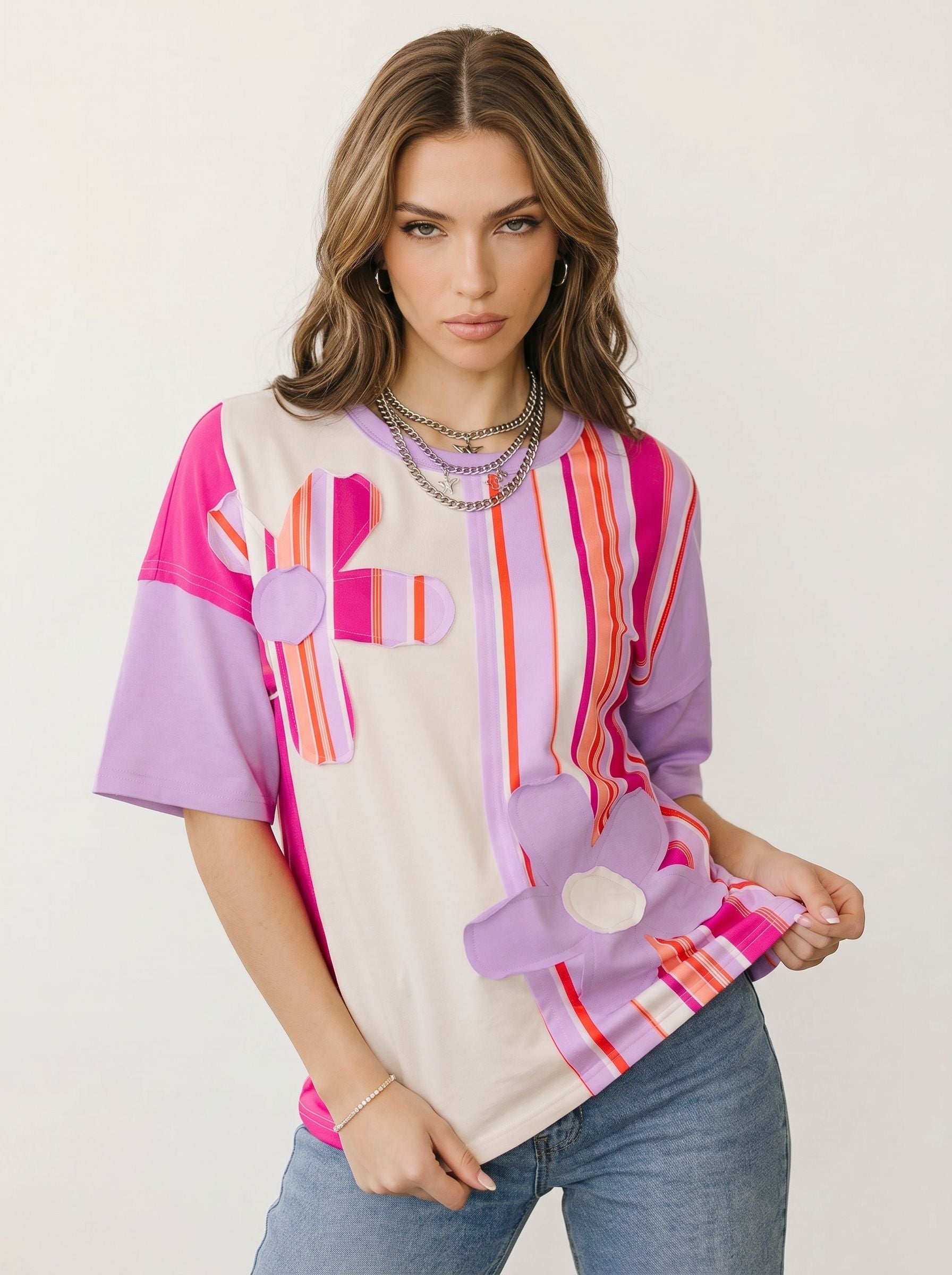 Floral Applique Bohemian T-Shirt