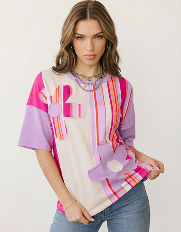 Floral Applique Bohemian T-Shirt