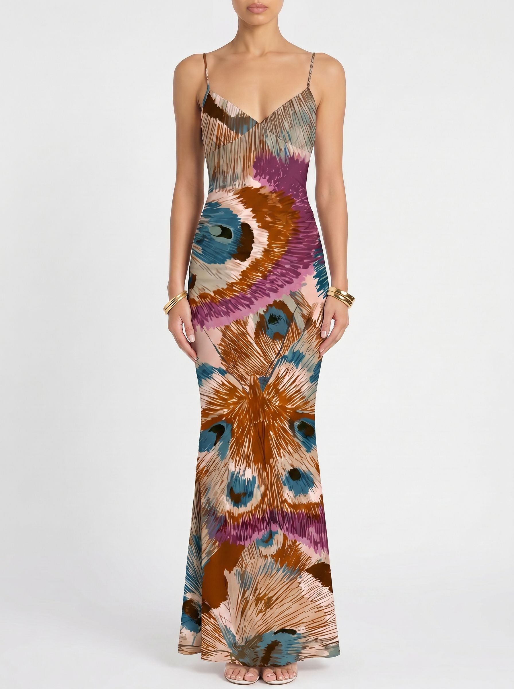 Floral Print Spaghetti Strap Bodycon Maxi Dress