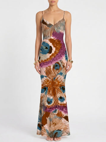 Floral Print Spaghetti Strap Bodycon Maxi Dress