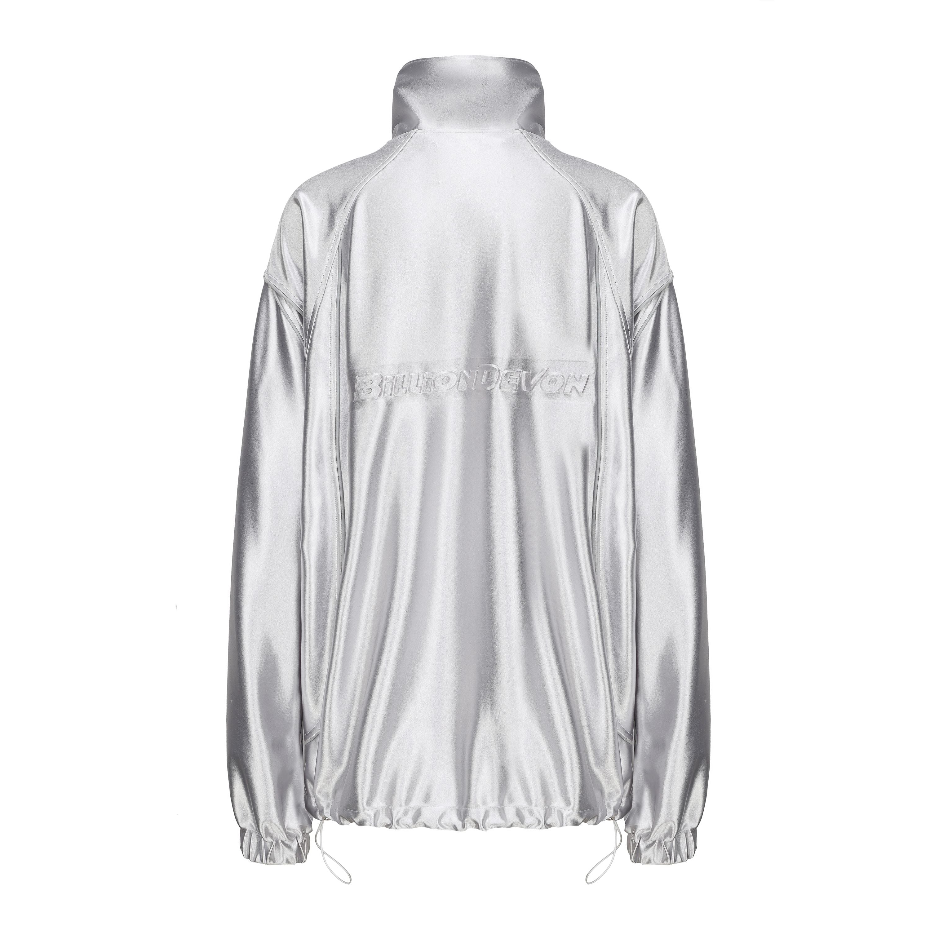 Metallic Oversized Zip Up Jacket